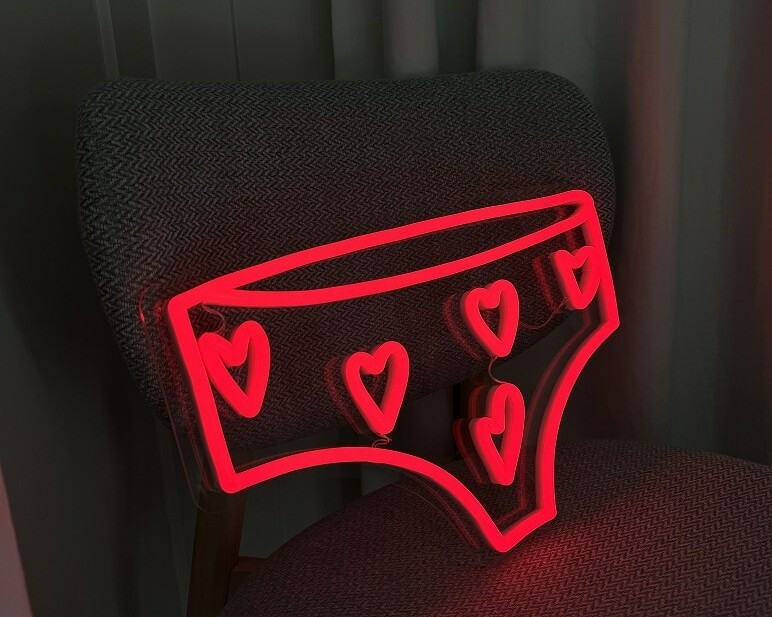 valentines heart panty neon sign, great gift for valentines day