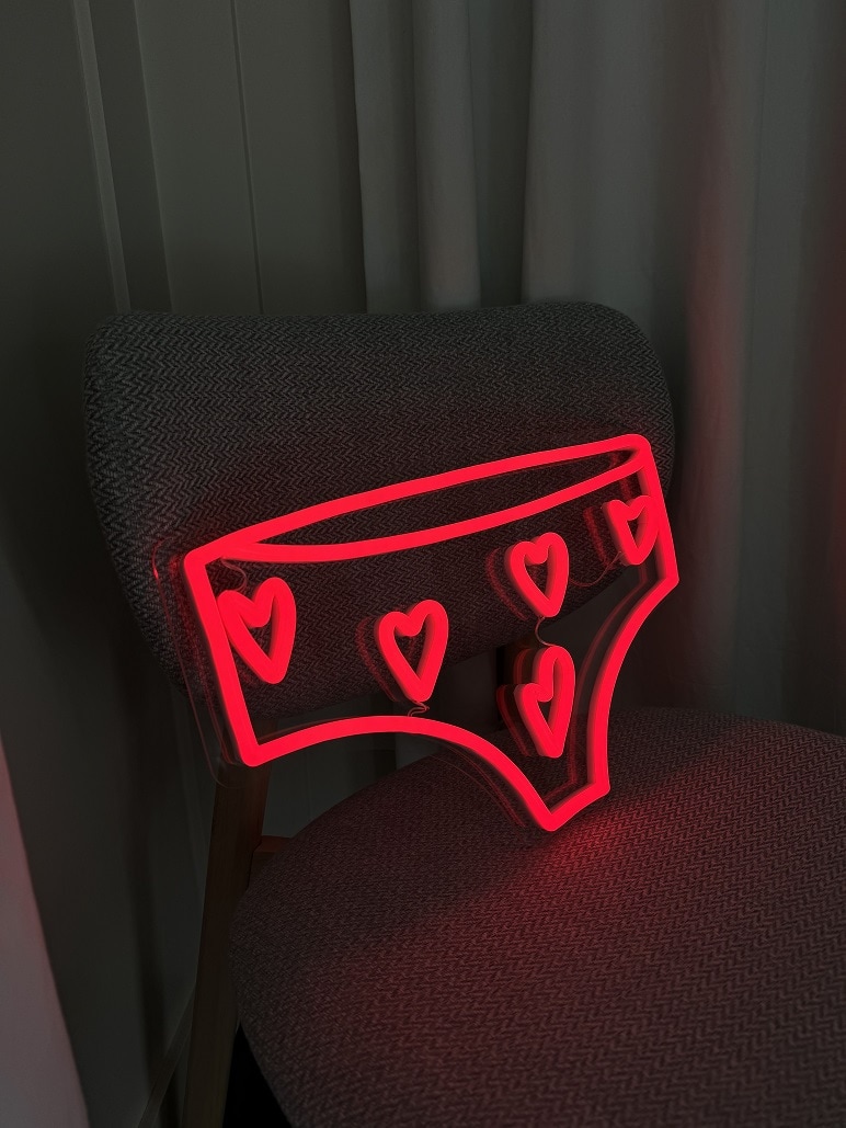 valentines heart panty neon sign, great gift for valentines day