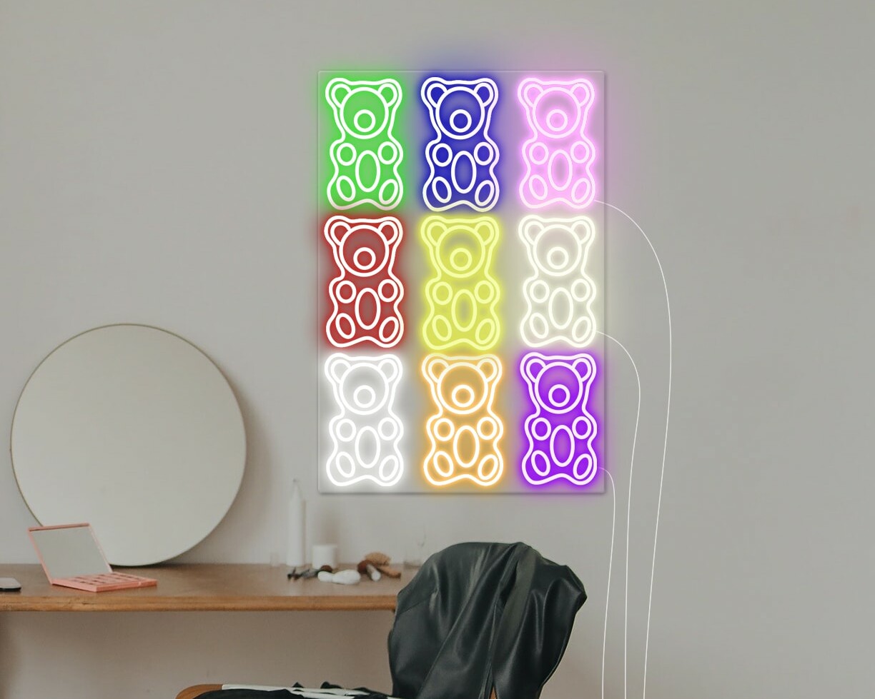 Neon Gummy Bear Wall Art day version