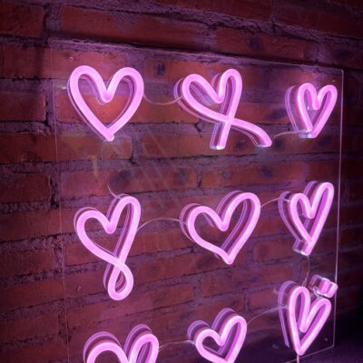 cute cheap pink hearts neon sign