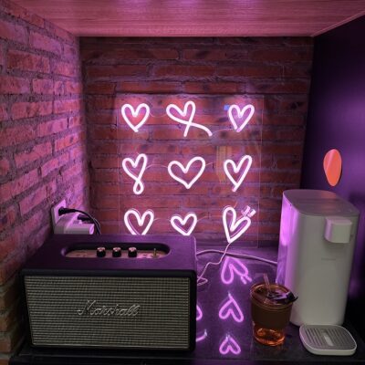 pink hearts neon sign for home decor