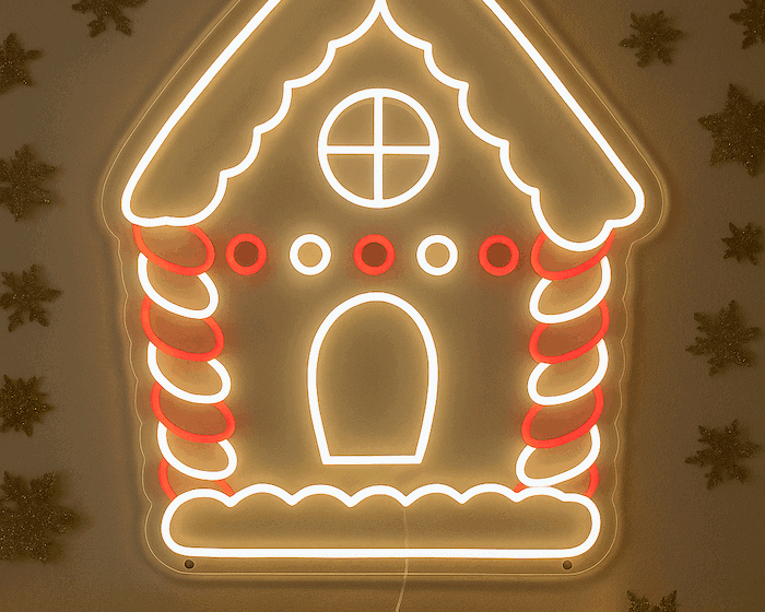 Christmas gingerbread house neon sign