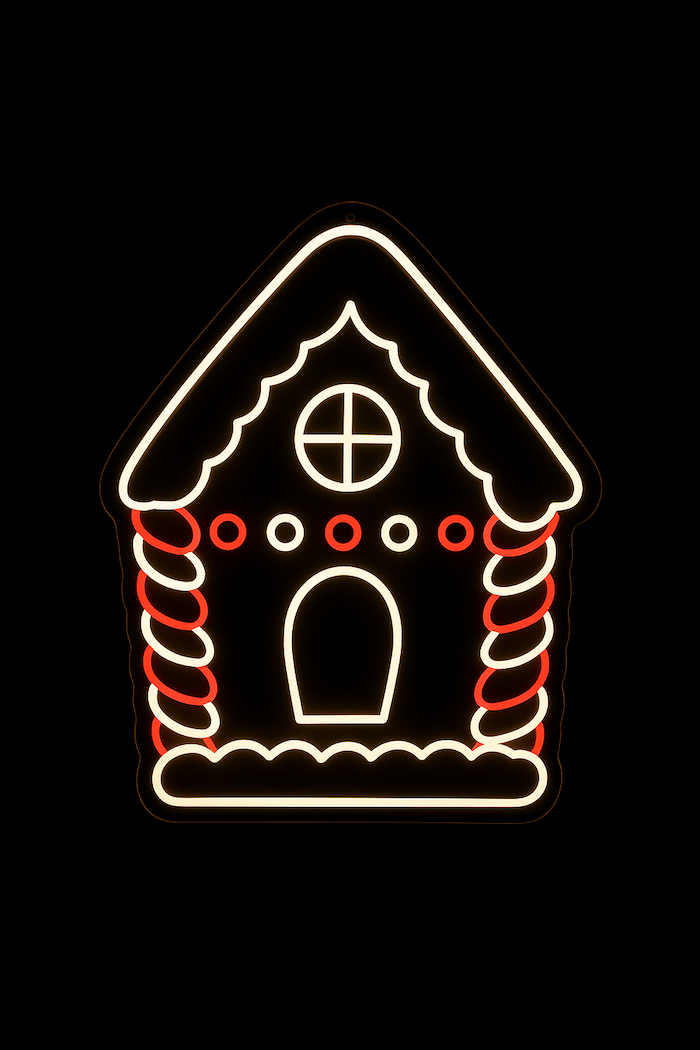 Gingerbread House Christmas Neon Sign