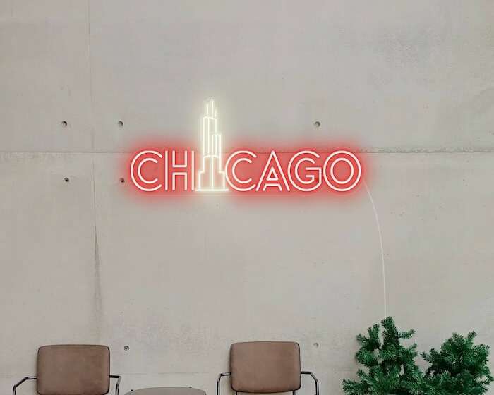 Chicago city living room neon sign