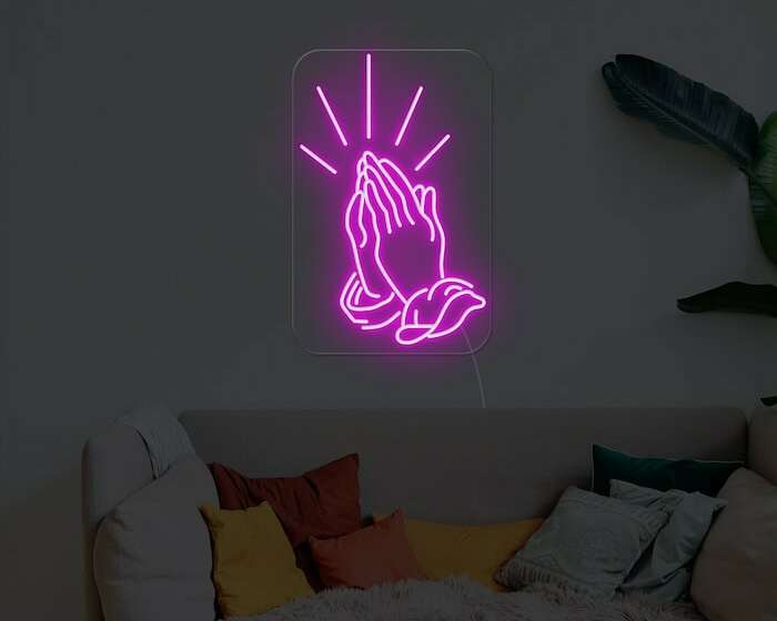 Pray worship neon sign