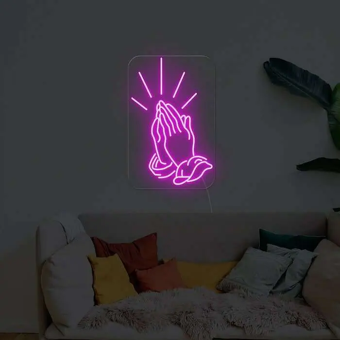 Pray worship neon sign