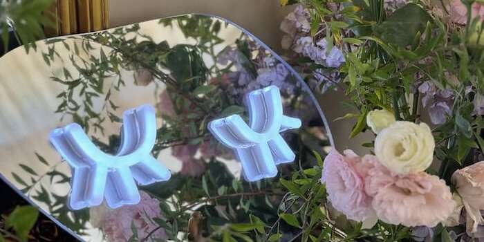 eye lash white neon with mirror backing in flowers