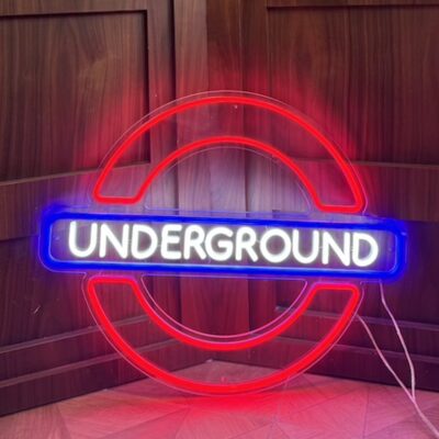 london underground vintage city neon sign square