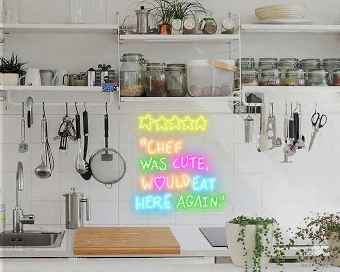 chef was cute kitchen decor neon sign