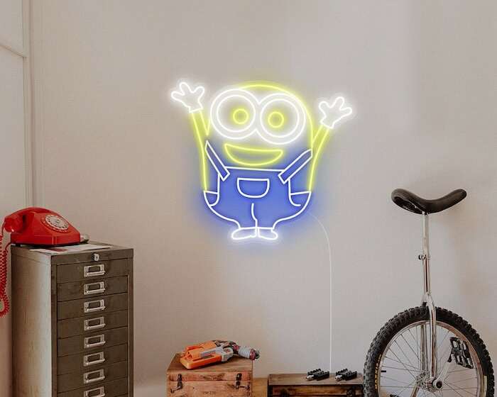 minion cartoon anime neon sign