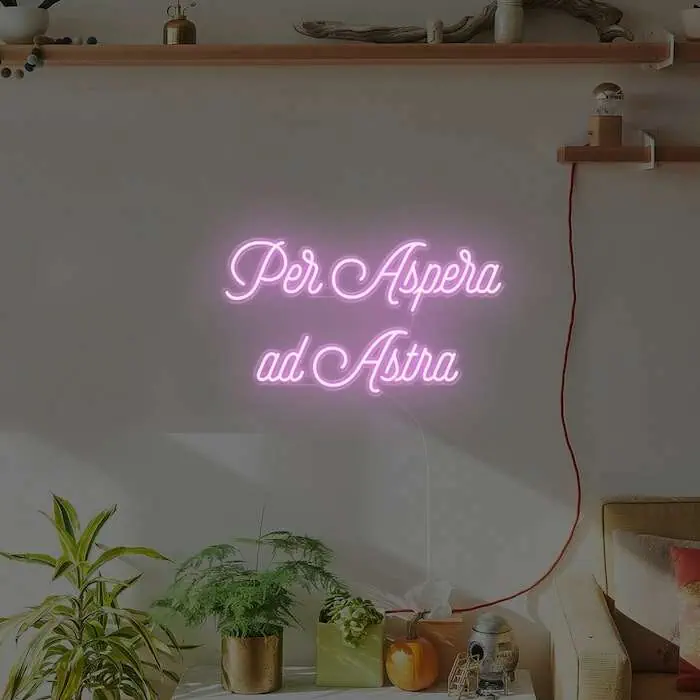 per aspera ad astra greeting neon sign