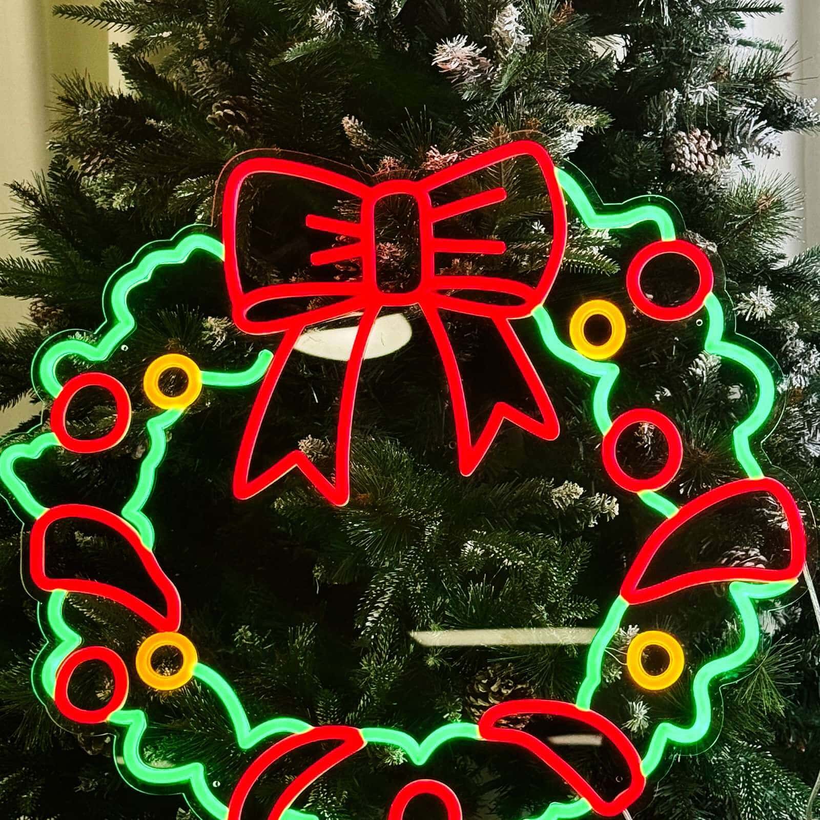 Christmas wreath neon sign neon tube holiday vibe