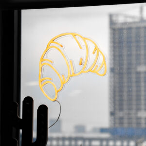 Croissant soft white window decor neon sign