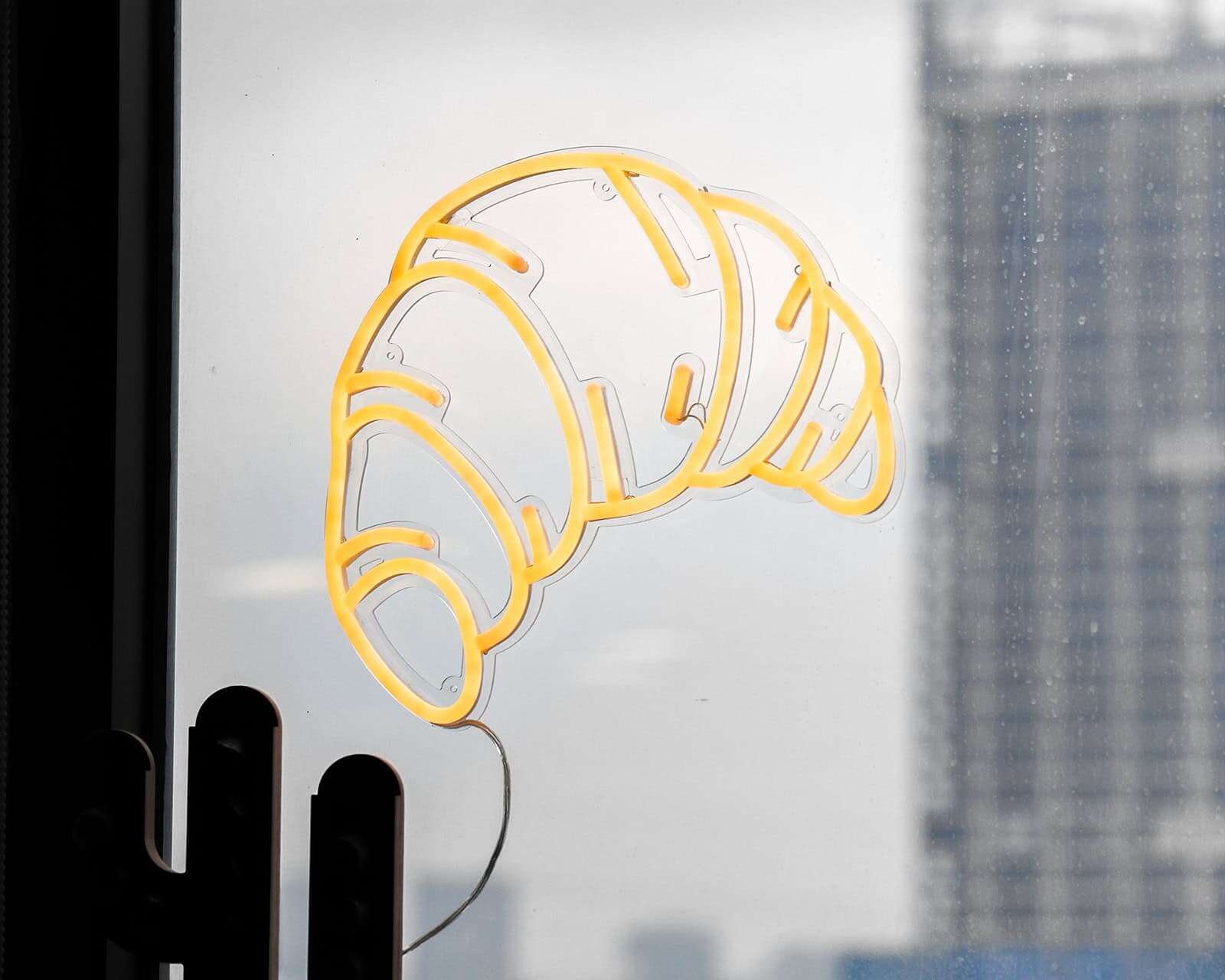 Croissant soft white window decor neon sign