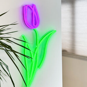 tulip purple and green wall decor neon sign light