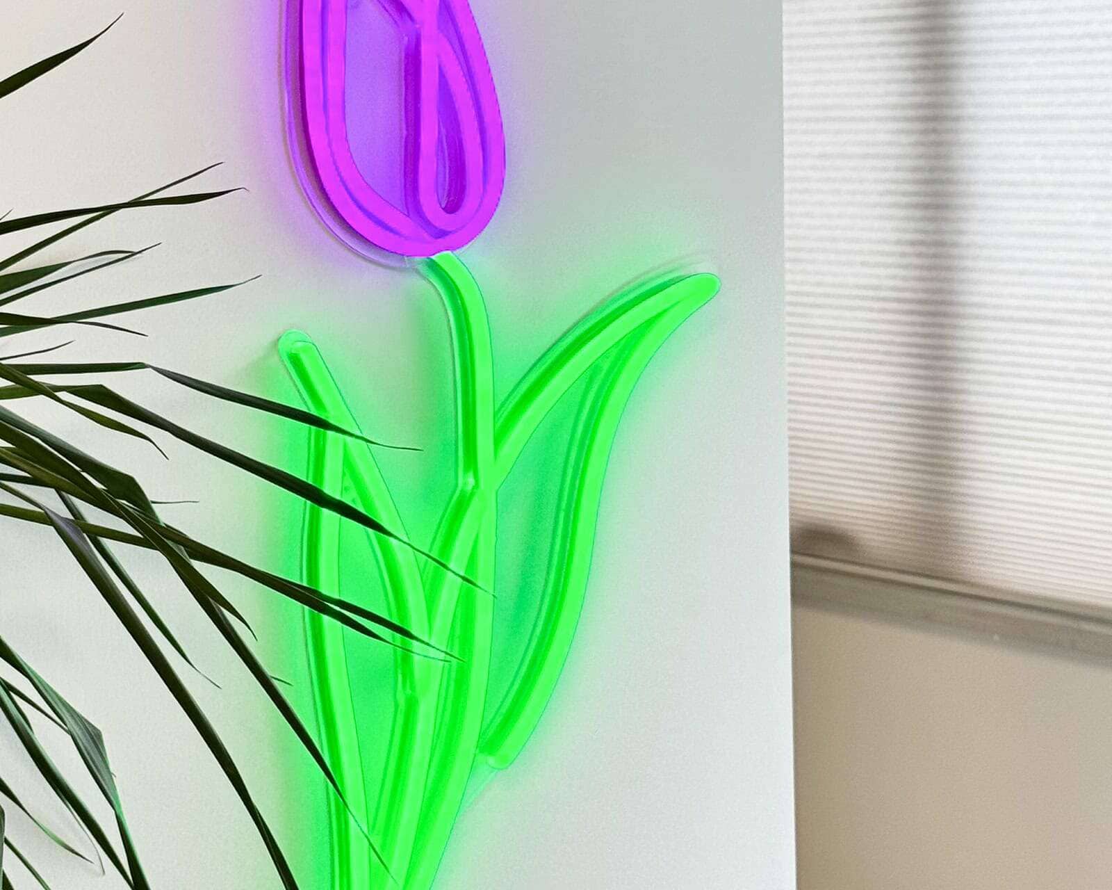 tulip purple and green wall decor neon sign light