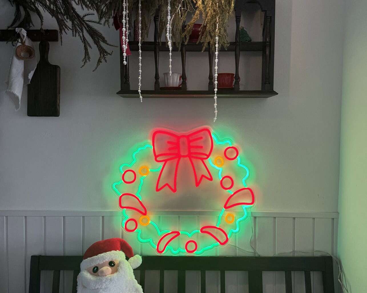 Christmas wreath led neon sign holiday decor