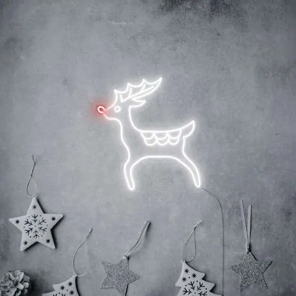 Reindeer christmas holiday vibe neon sign