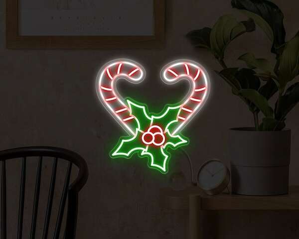 candycane heart living room deocor neon light