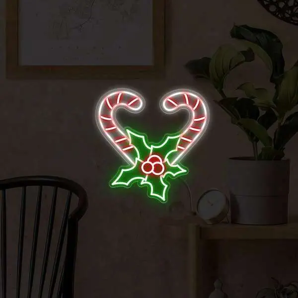 candycane heart living room deocor neon light