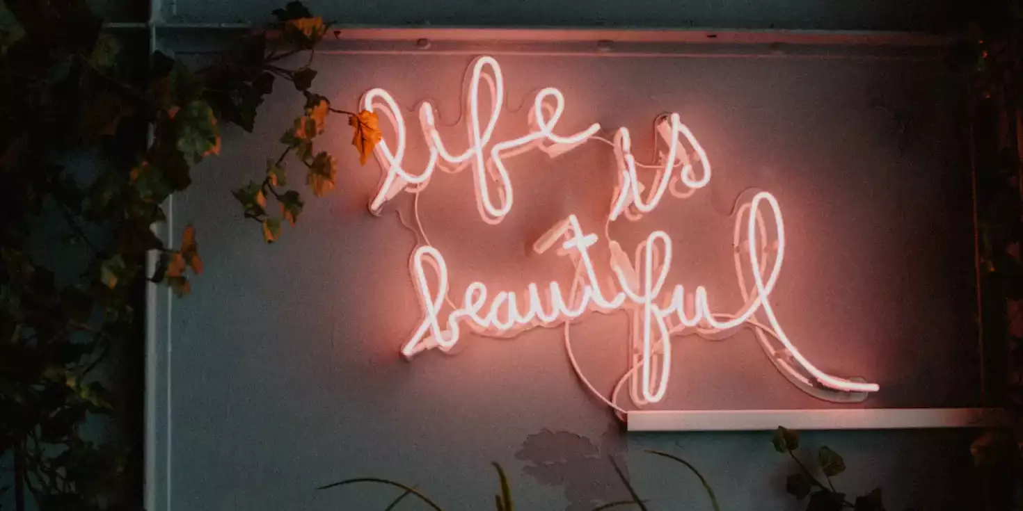 life is beautiful wall decor pink glass neon sign
