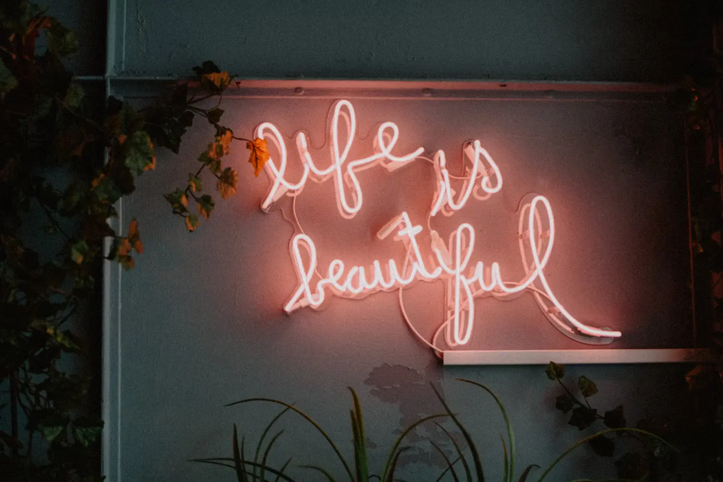 life is beautiful wall decor pink glass neon sign