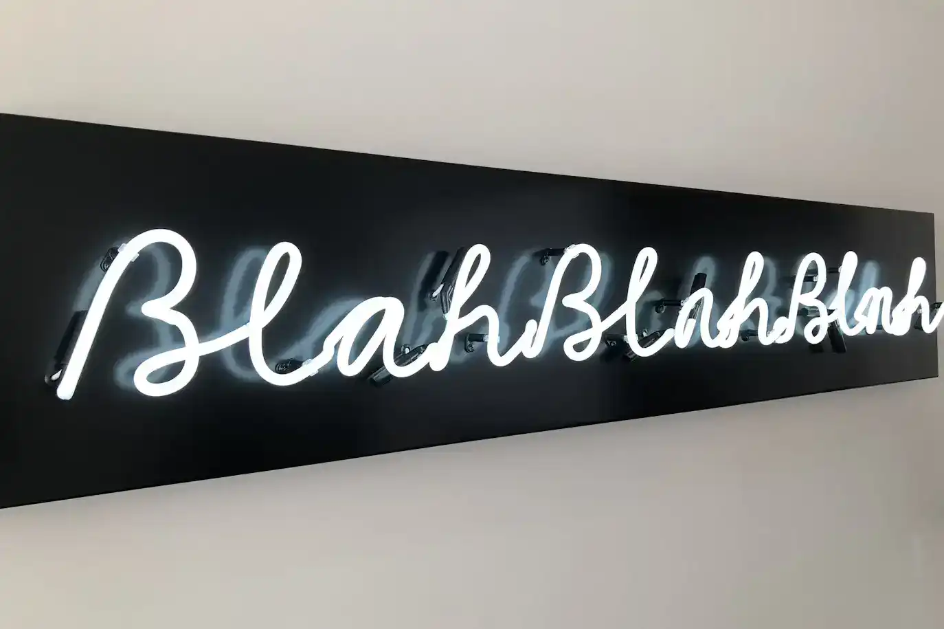 blah blah blah funny white neon sign