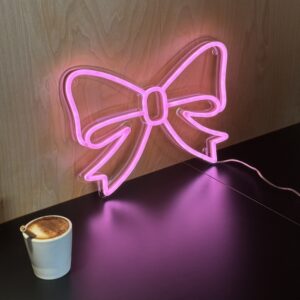 pink bow neon sign chill vibe new year gift