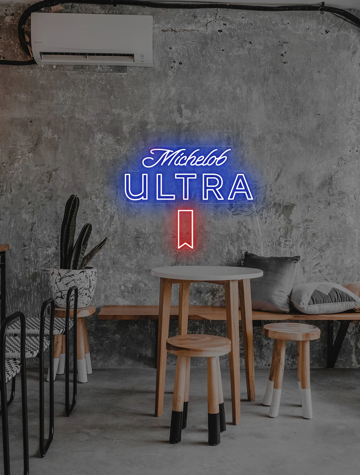 michelob ultra blue and red neon sign