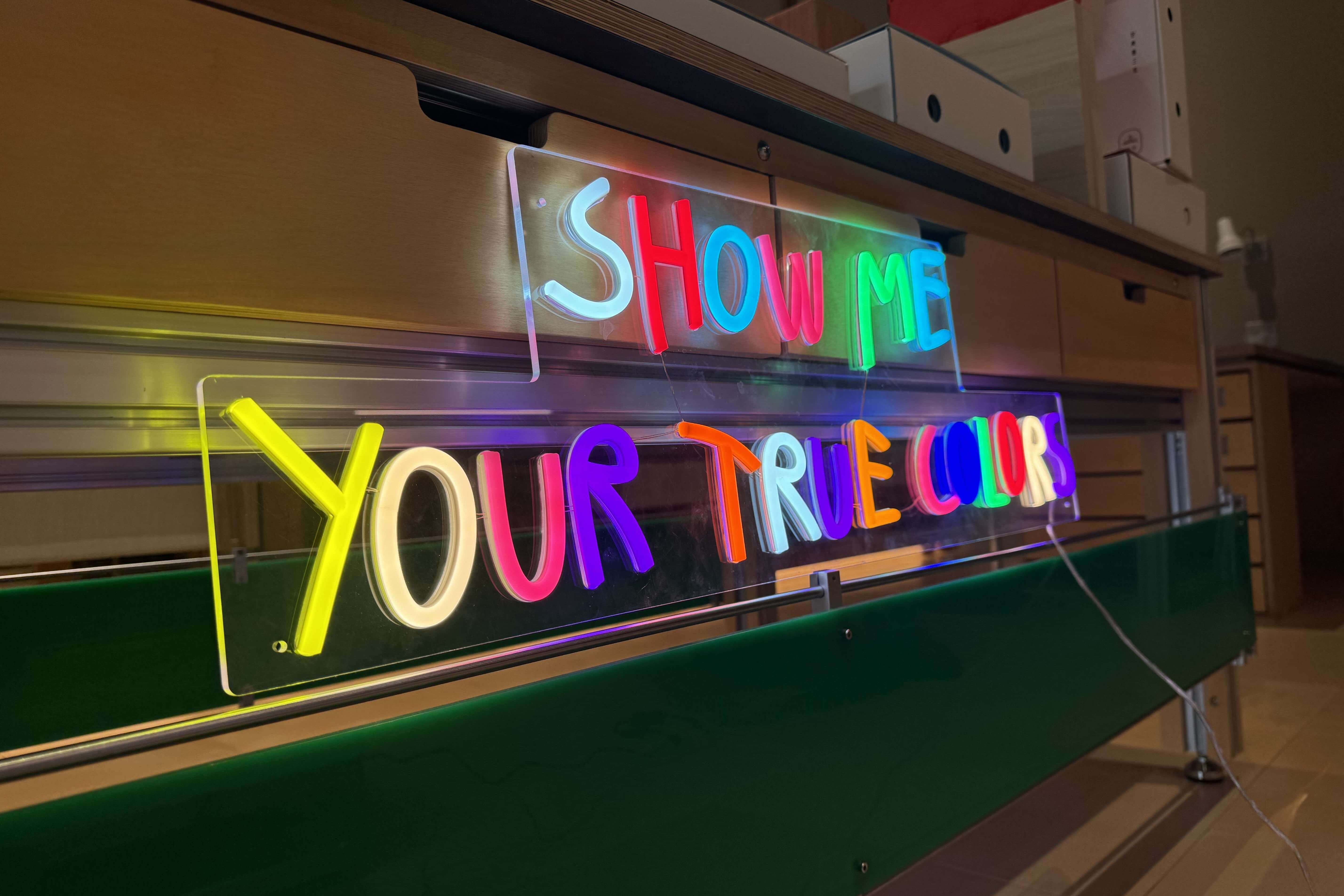 show me your true color multicolor led neon sign