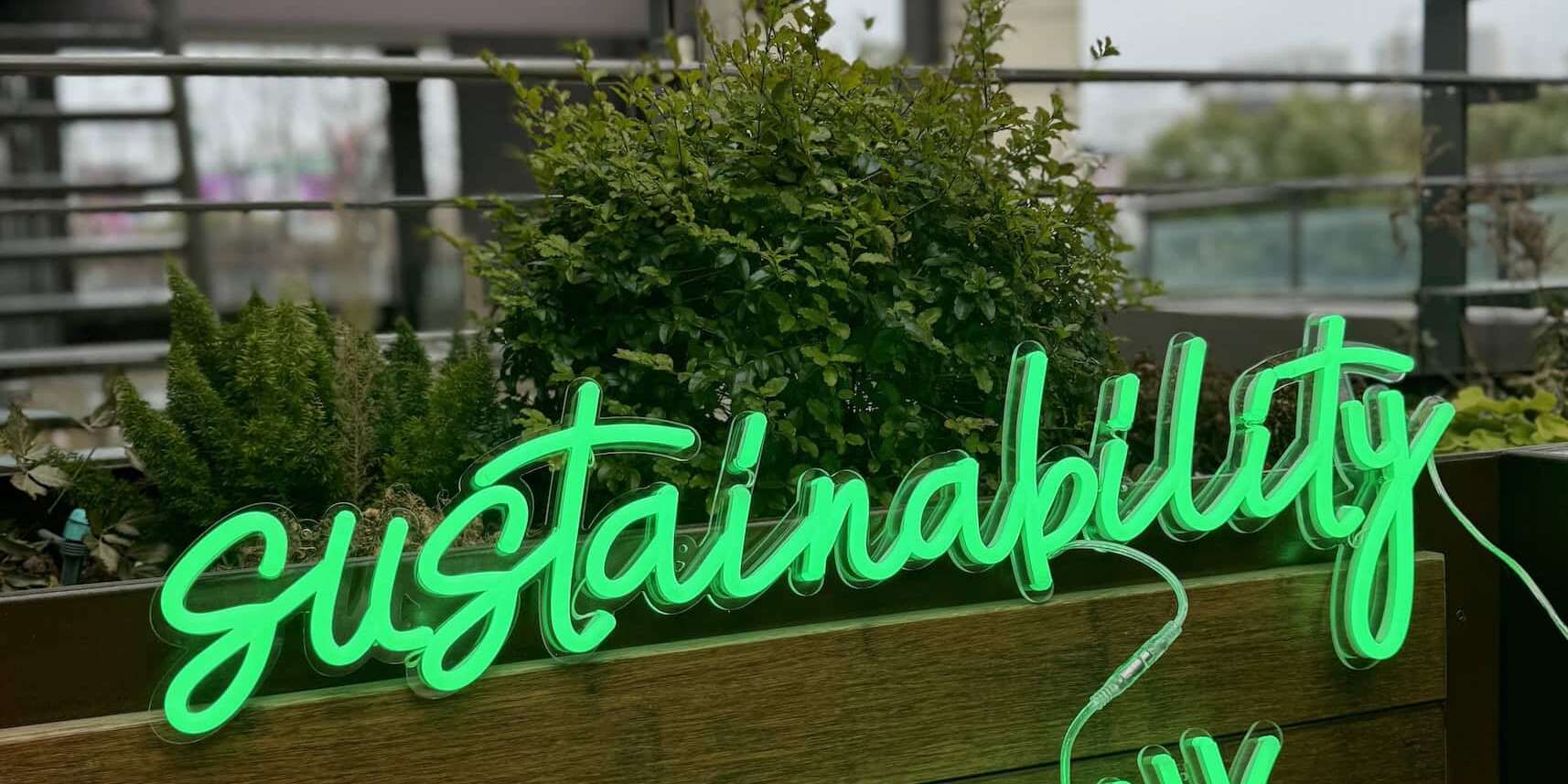 green led neon sign sustainability is sexy