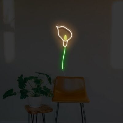 calla lily wall decor plant vibe neon sign