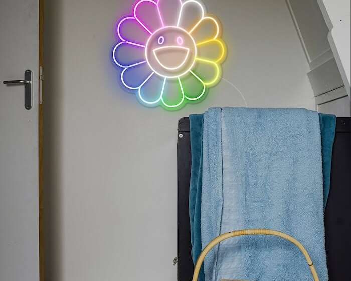 smiley sunflower neon art sign