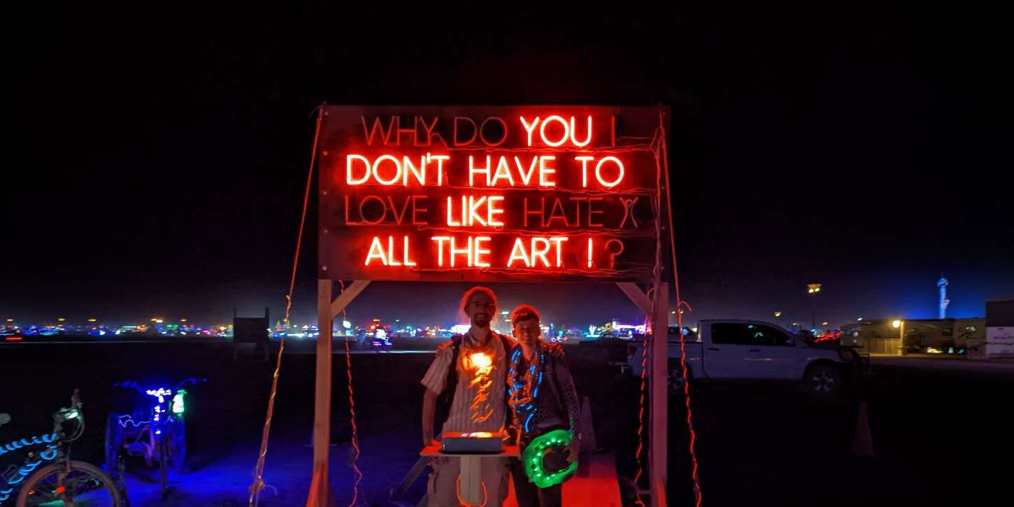 LED neon art on the beach