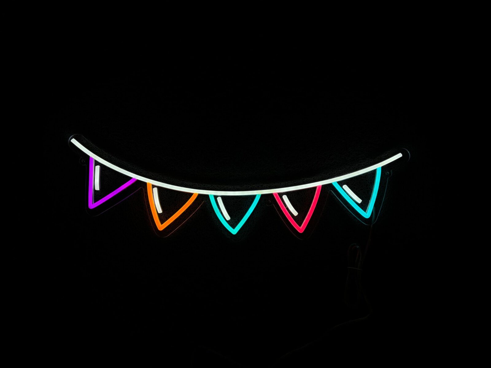 colorful flags pink blue neon sign