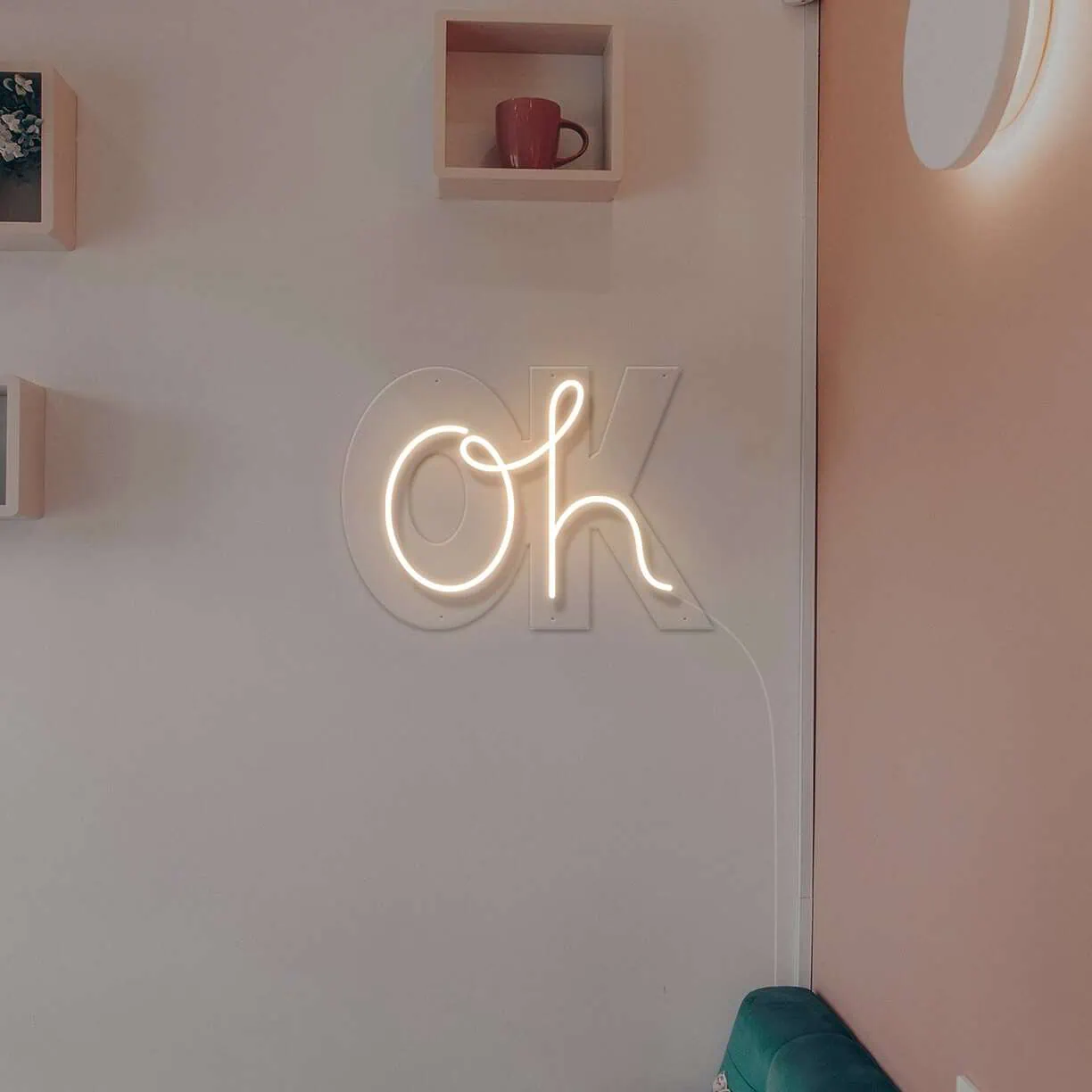 oh okay mirror backing home decor neon sign