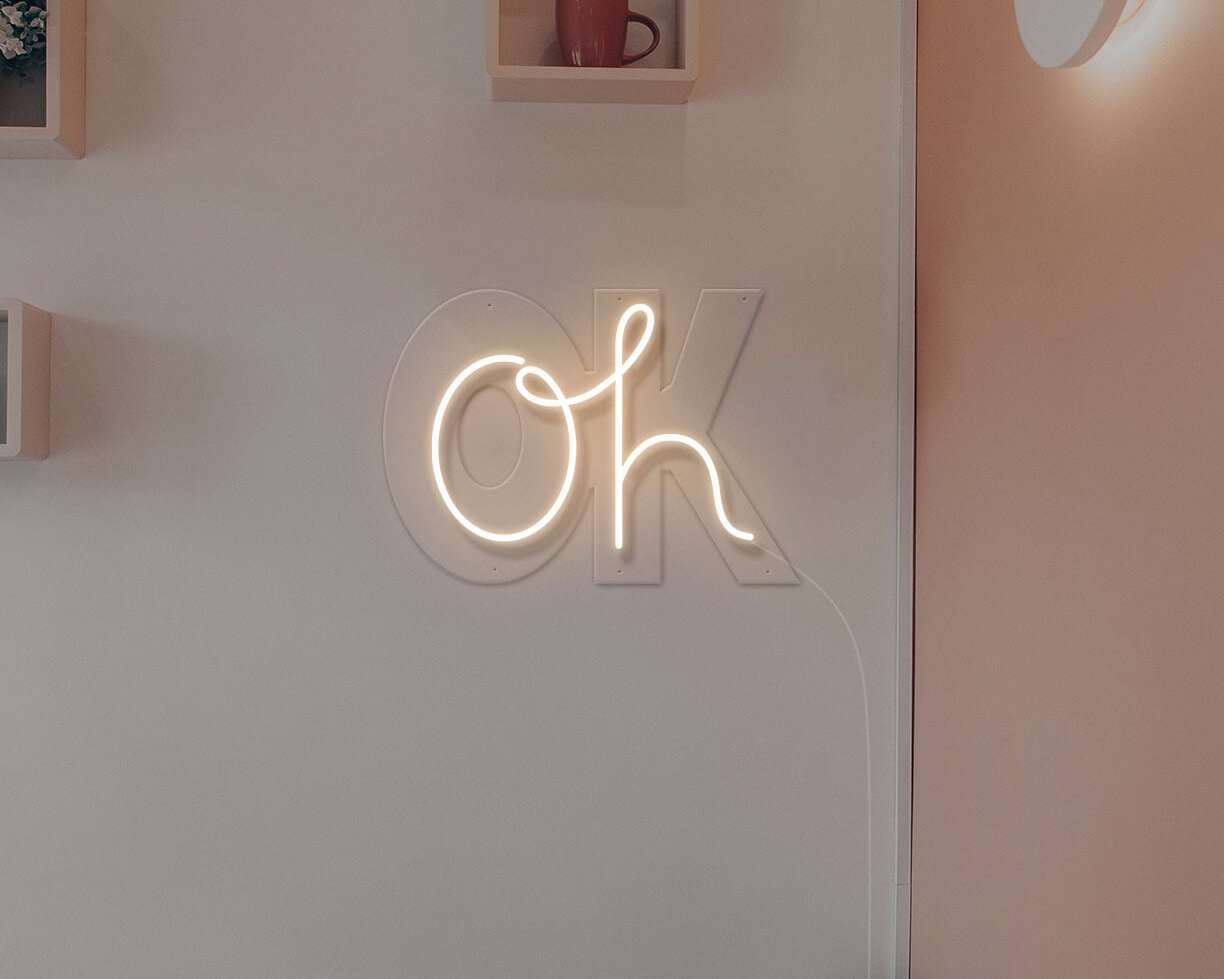 oh okay mirror backing home decor neon sign
