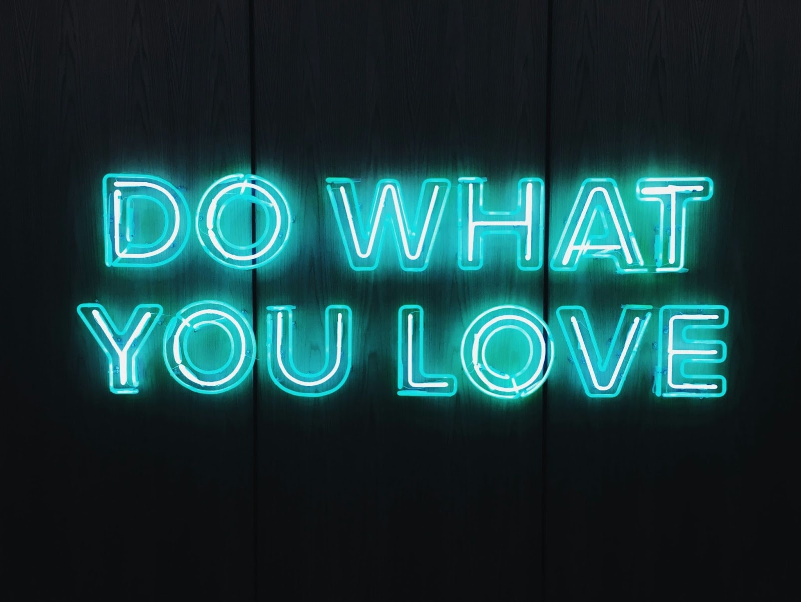 do what you love ice blue glass neon sign