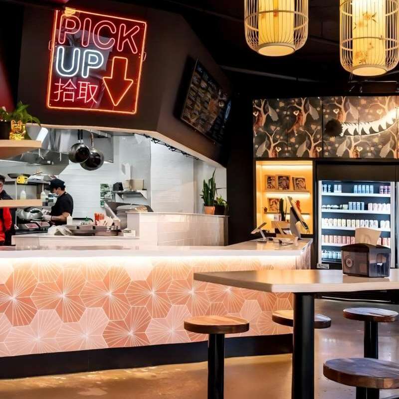 Pick up here restaurant kitchen neon sign