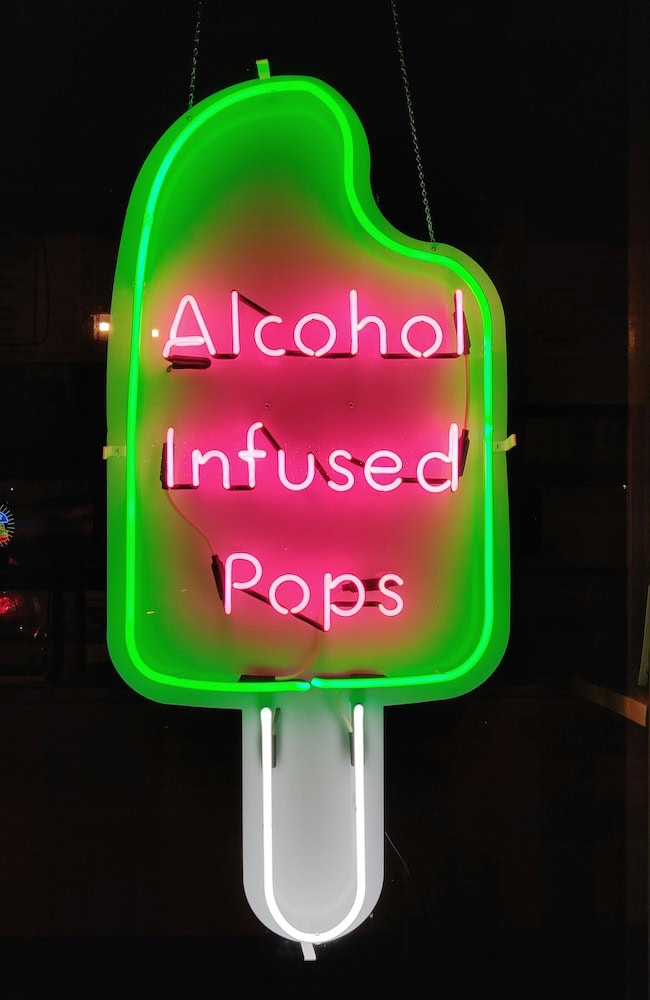 alcohol infused pops bar decor glass neon sign