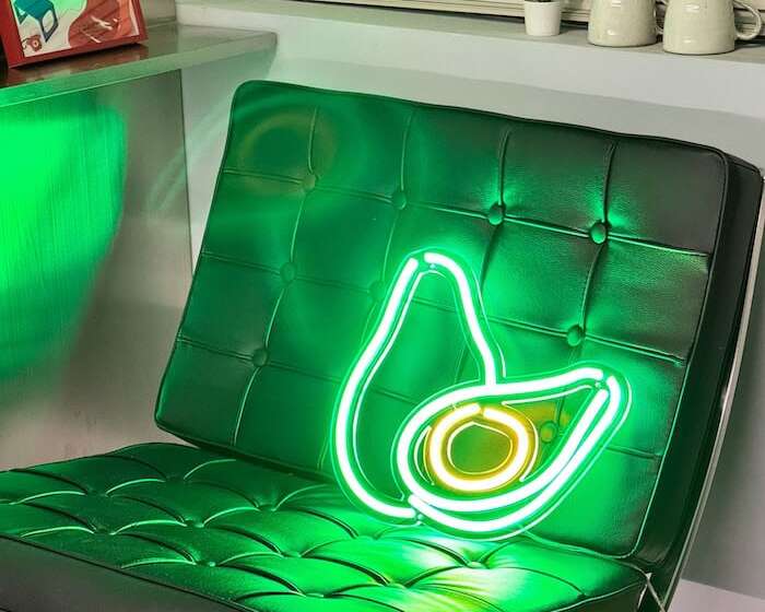 avacado green and yellow neon sign aesthetic