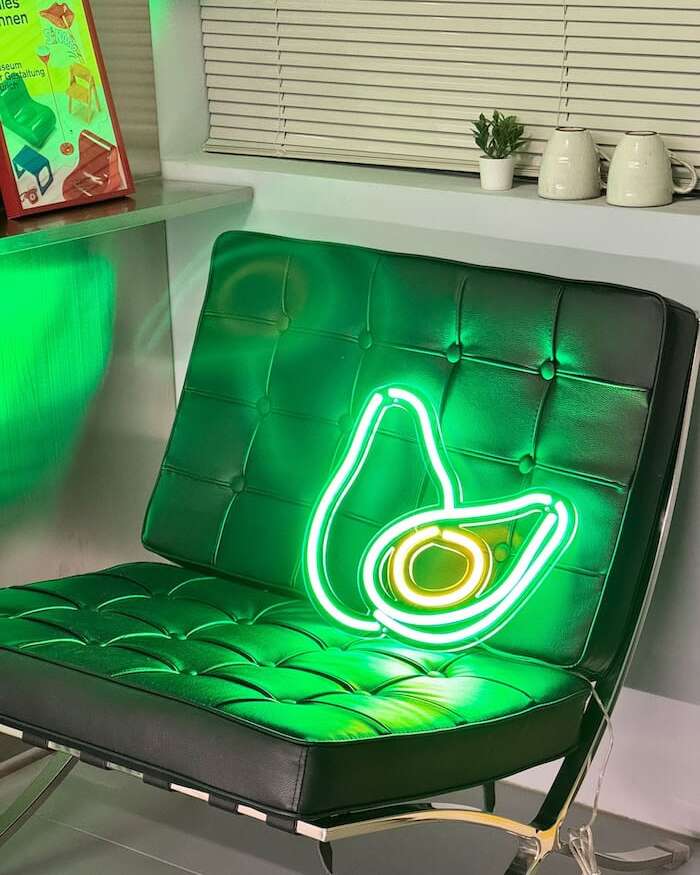 avacado green and yellow neon sign aesthetic