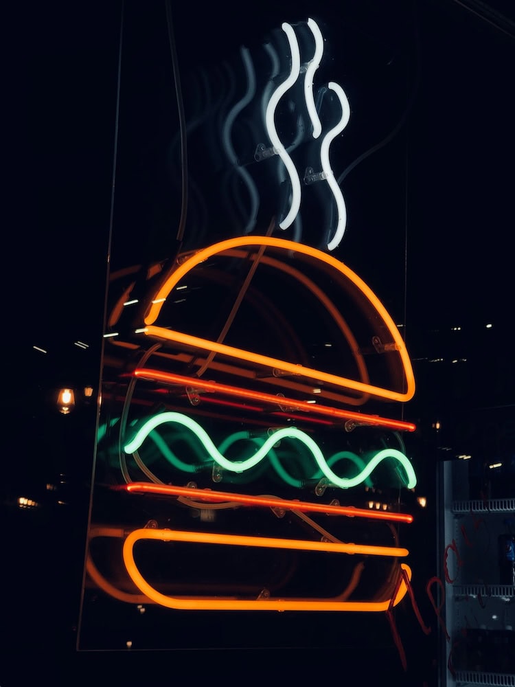 burger restuarant bar business neon sign