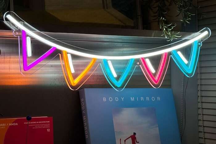 colorful flags aesthetic room decor neon sign