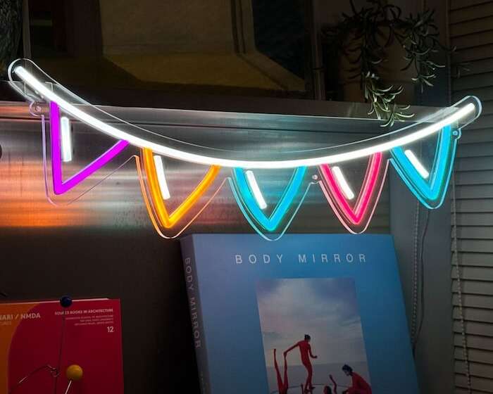 colorful flags aesthetic room decor neon sign