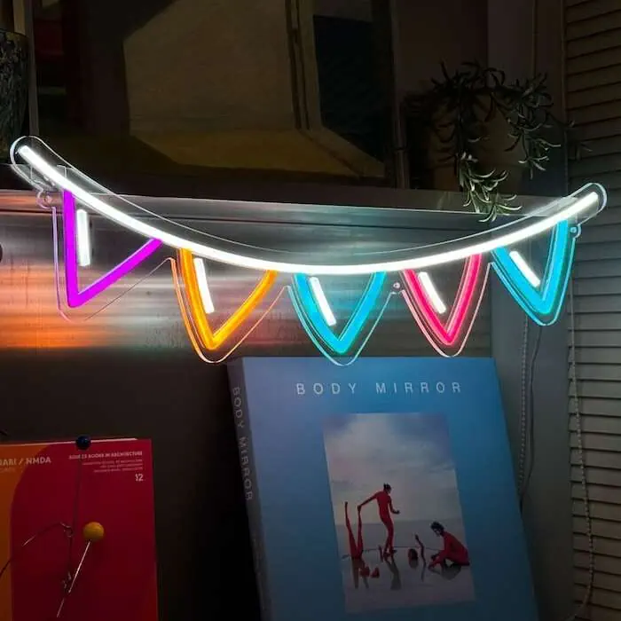 colorful flags aesthetic room decor neon sign