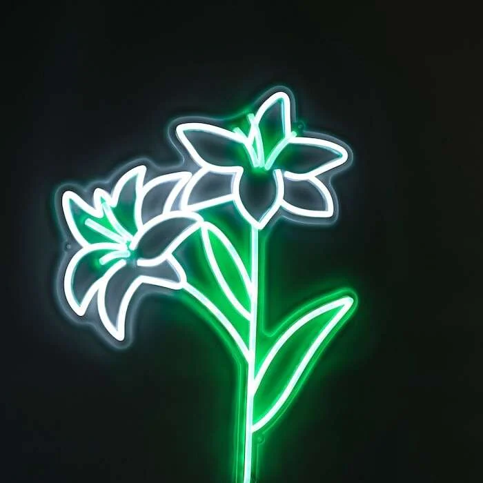 easter lily green and white neon sign