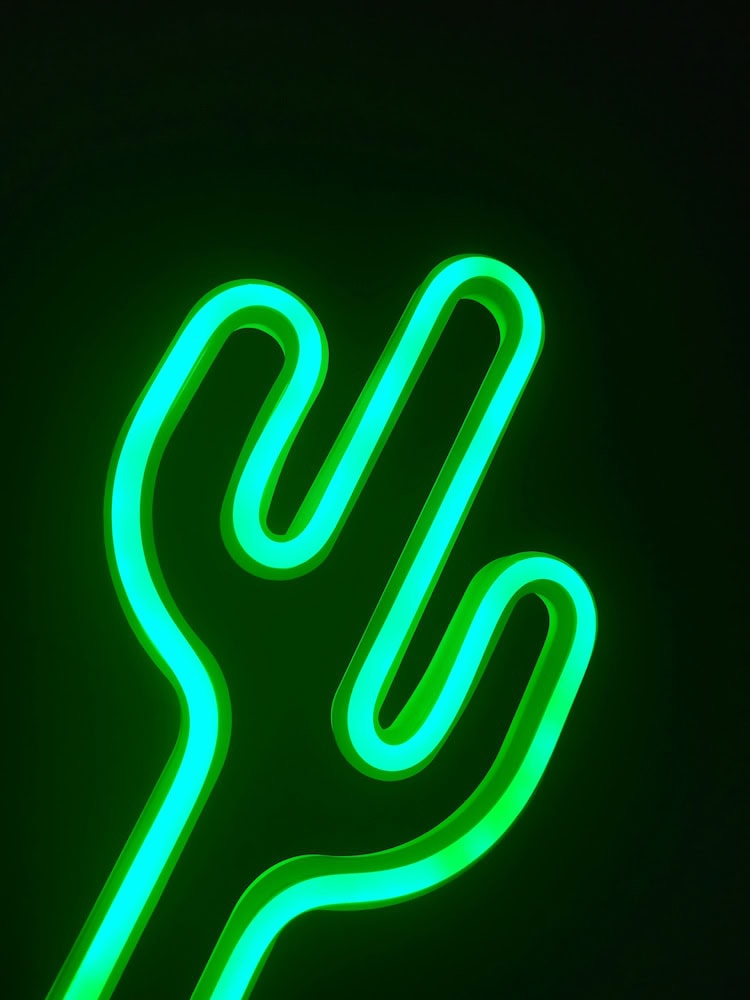 green led neon sign plant home decor