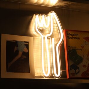 knife and fork neon sign aesthetic