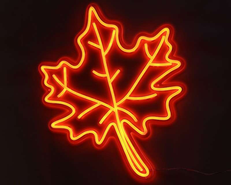 maple leaf orange neon sign